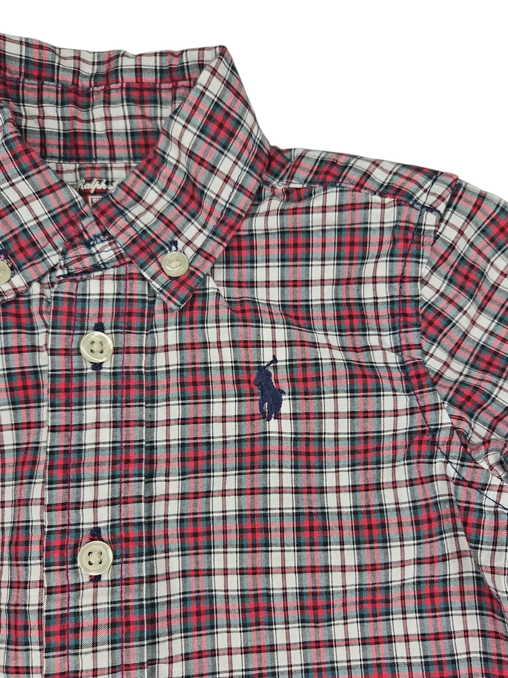 Ralph Lauren Toddler Plaid Button-Down Shirt - Red/White/Green 9 Months